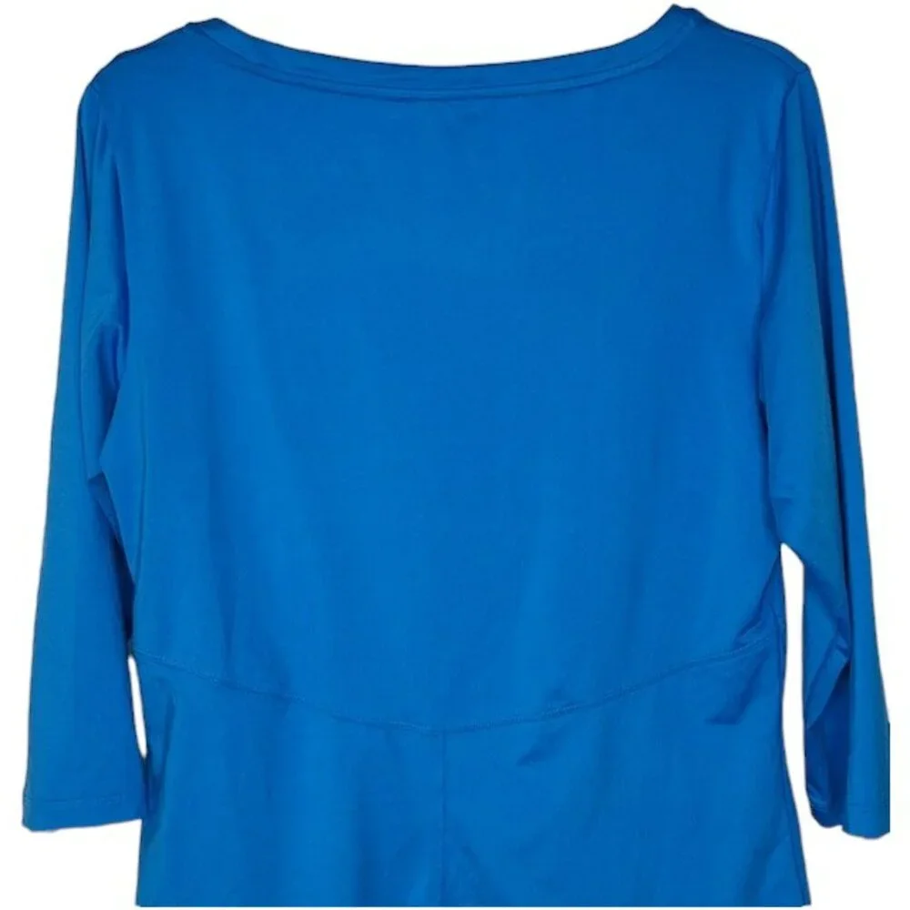 Nike Tennis Dri-Fit 3/4 Sleeve Stretch Top - Cerulean Blue - XL